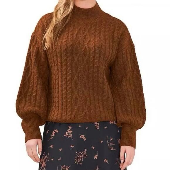 Vince Camuto Toasted Cable Knit Mock Neck Sweater - XL - Picture 1 of 9